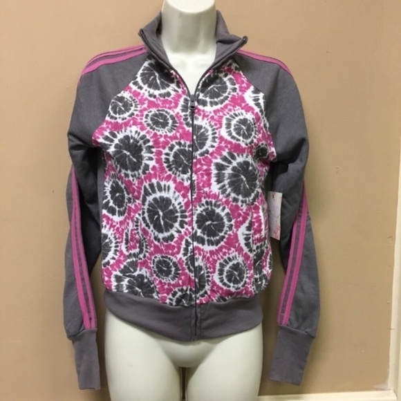 Derek Heart Track Style Jacket Pink Gray Tie Dye - Picture 1 of 6
